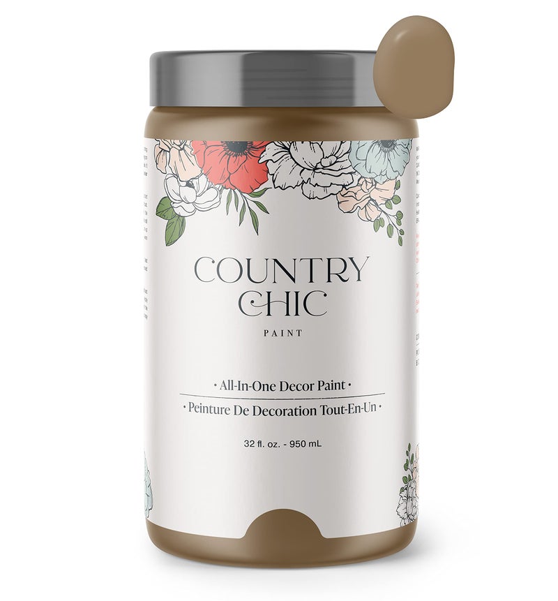 Country Chic Paint Country Chic All-in-One Chalk Paint for Furniture, Cabinets, Home Decor, Eco-Friendly, Matte Finish, Built-In Primer & Top Coat for Wood, Metal - Driftwood (Brown) - Quart 32 oz (950 ml) - Image 1